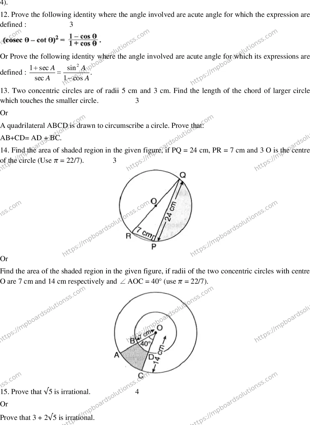 MP Board CLASS 10 EM-MATHEMATICS-SET-3 2020 Sample Paper Image 3
