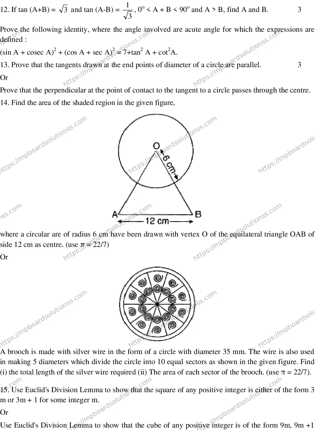 MP Board CLASS 10 EM-MATHEMATICS-SET-4 2020 Sample Paper Image 3