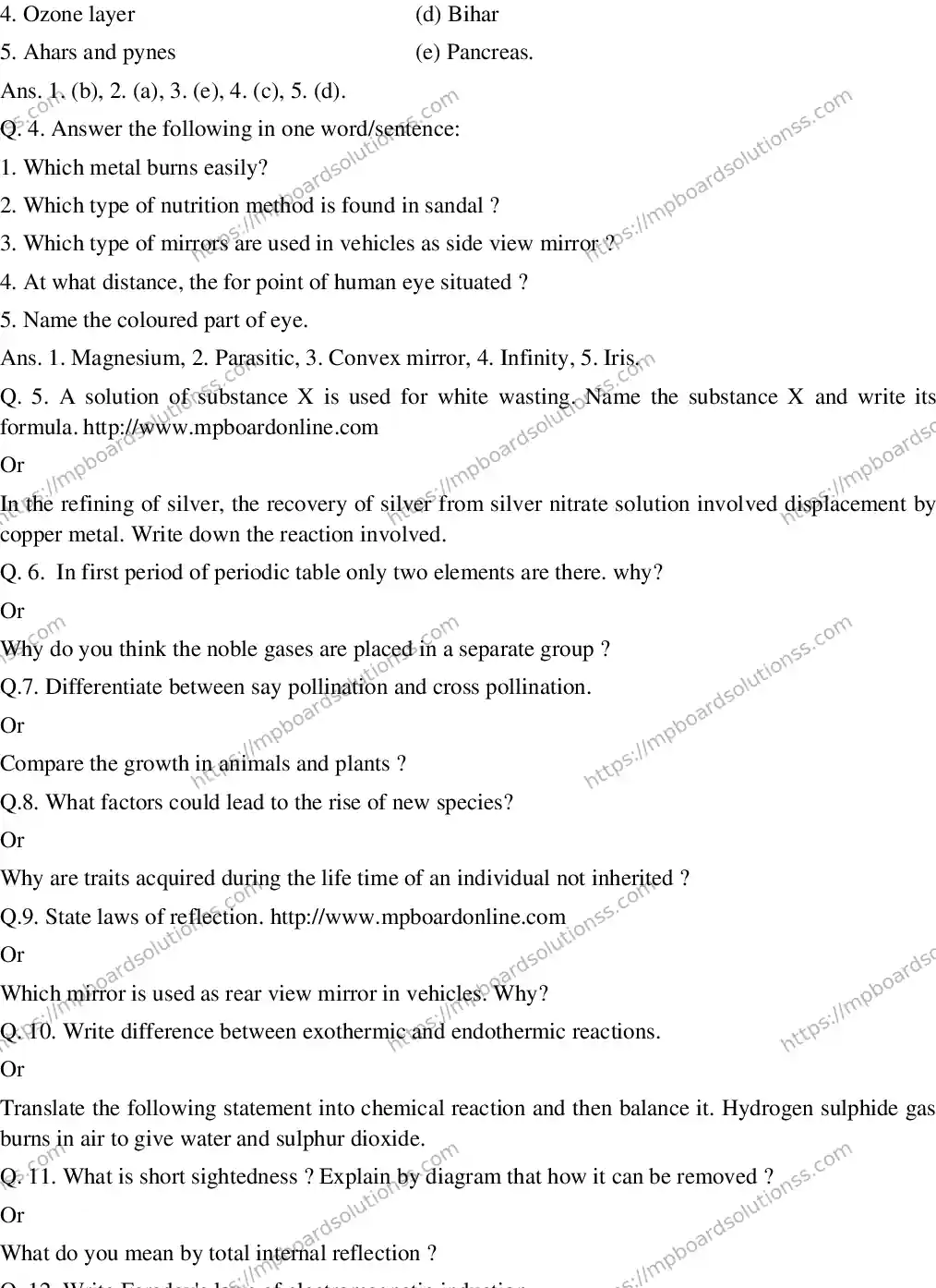 MP Board CLASS 10 EM-SCIENCE-SET-8 2020 Sample Paper Image 2