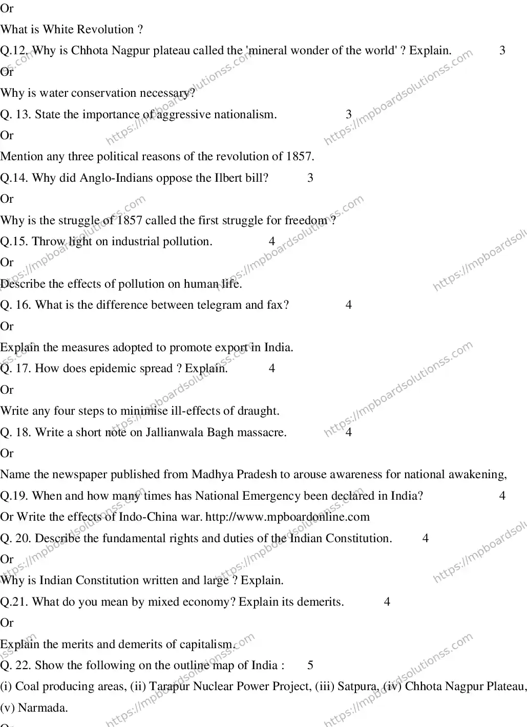 MP Board CLASS 10 EM-SOCIAL-SCIENCE-SET-1 2020 Sample Paper Image 3