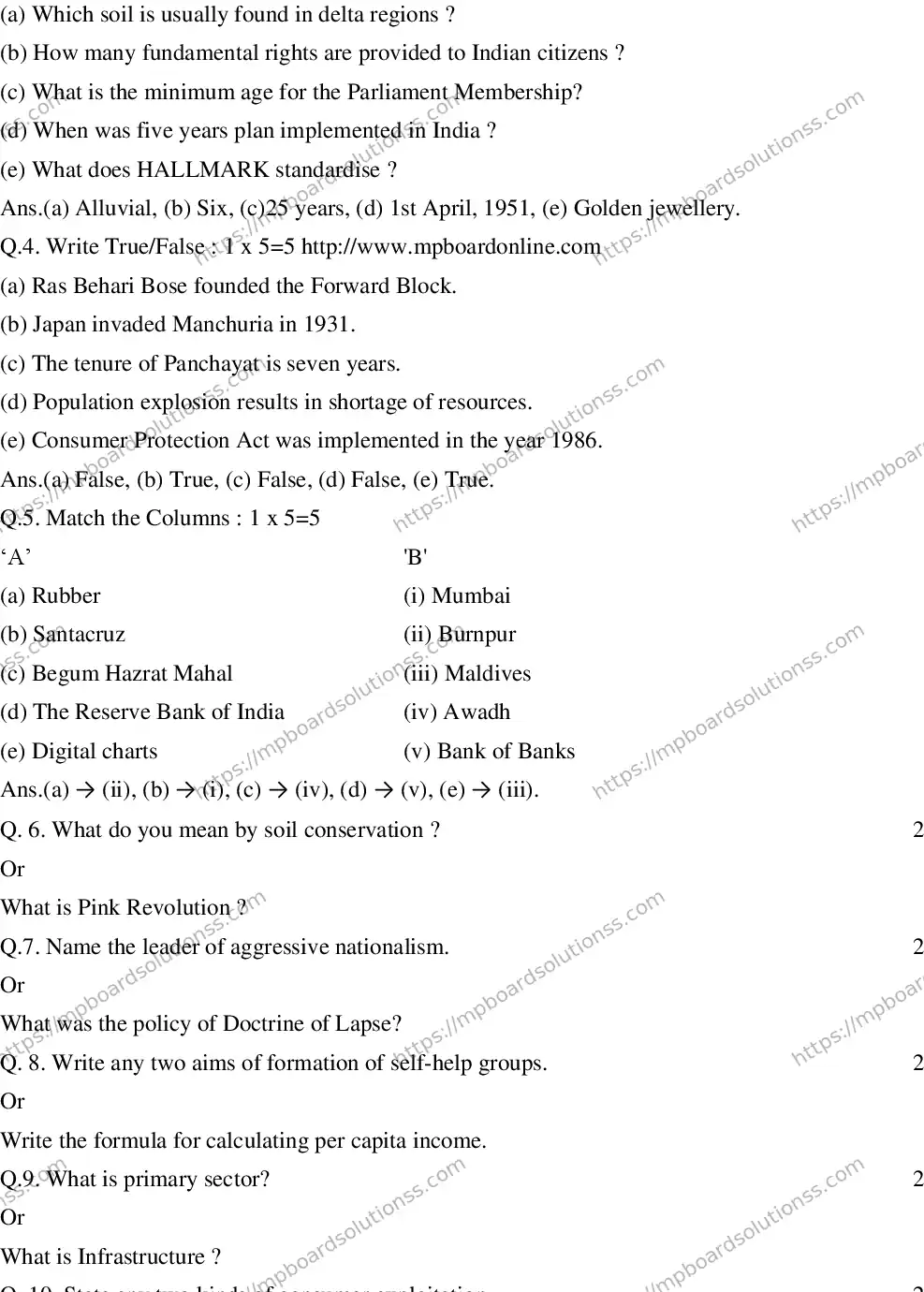 MP Board CLASS 10 EM-SOCIAL-SCIENCE-SET-2 2020 Sample Paper Image 2