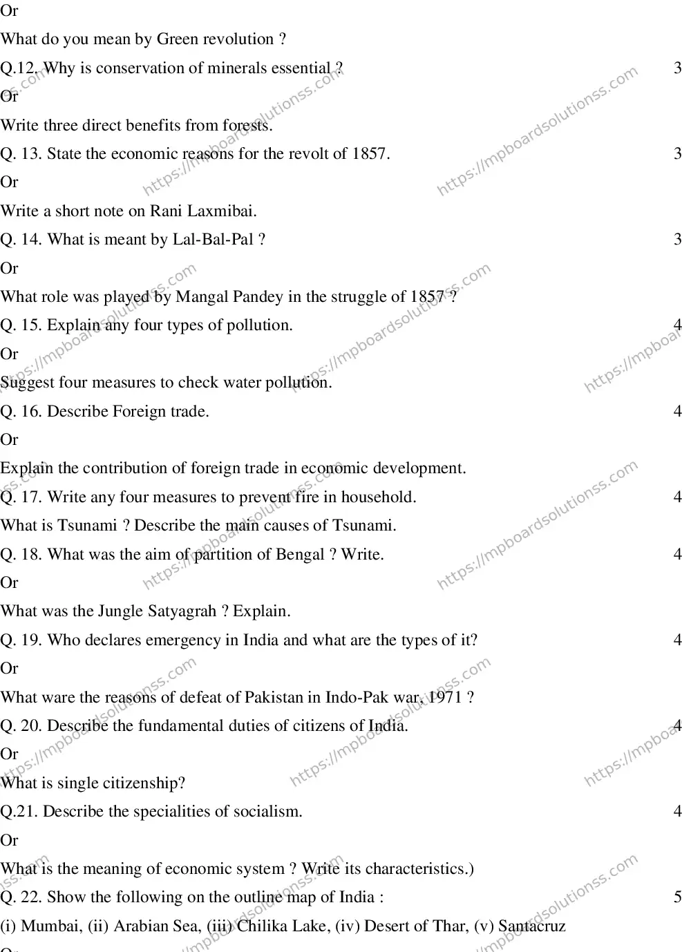 MP Board CLASS 10 EM-SOCIAL-SCIENCE-SET-2 2020 Sample Paper Image 3