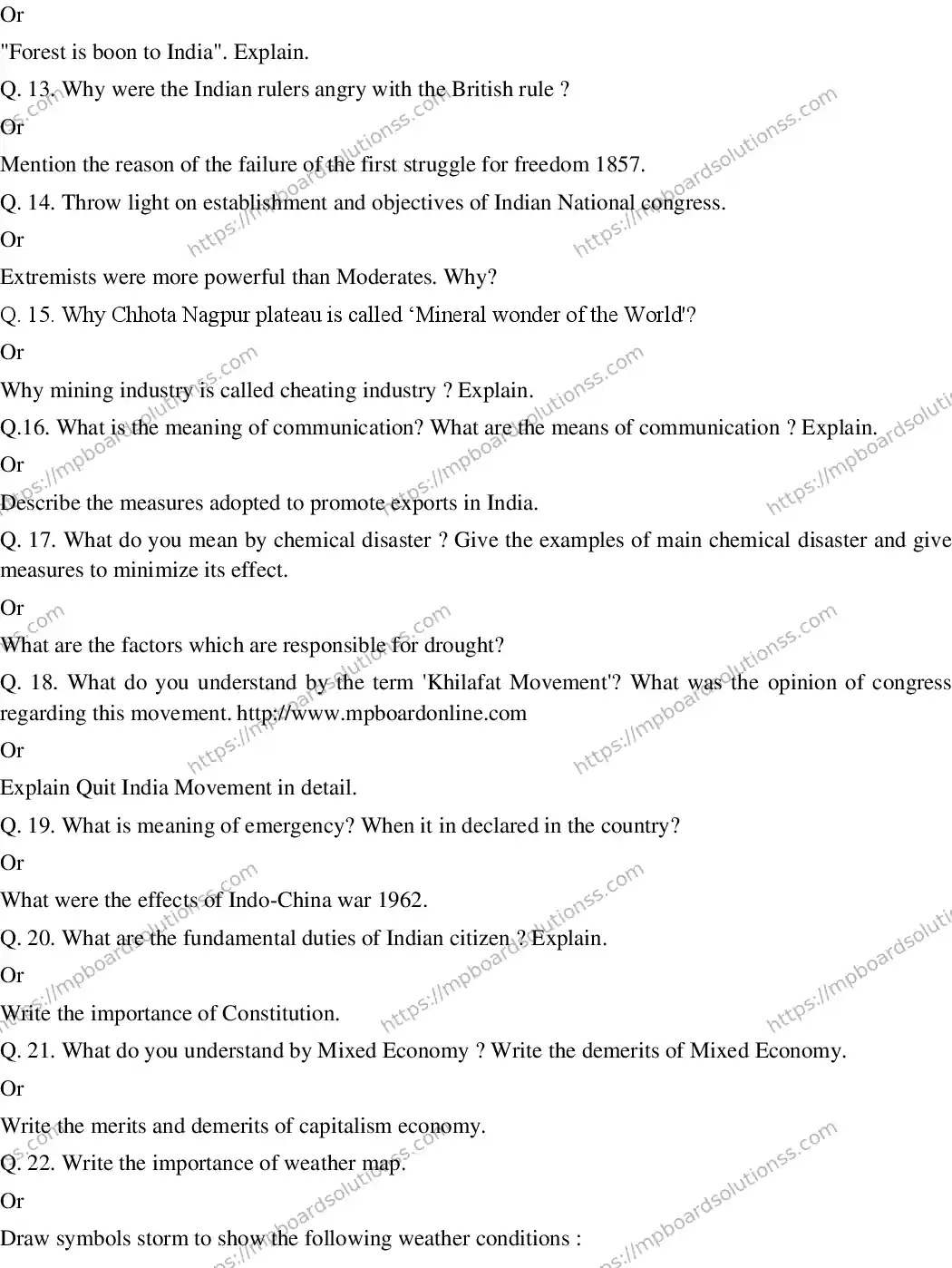 MP Board CLASS 10 EM-SOCIAL-SCIENCE-SET-7 2020 Sample Paper Image 3
