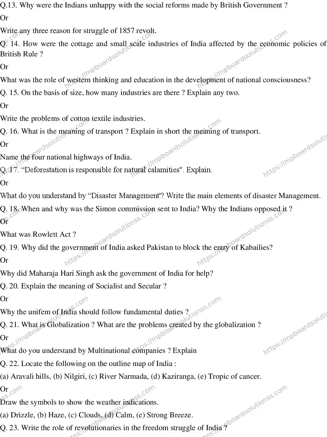 MP Board CLASS 10 EM-SOCIAL-SCIENCE-SET-8 2020 Sample Paper Image 3