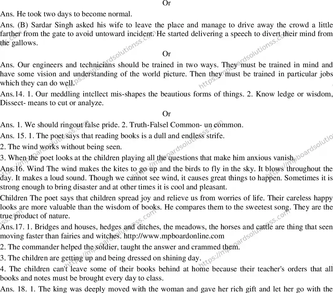 MP Board CLASS 10 ENGLISH-GENERAL-HM-3-WITH-A SWER Sample Paper Image 5