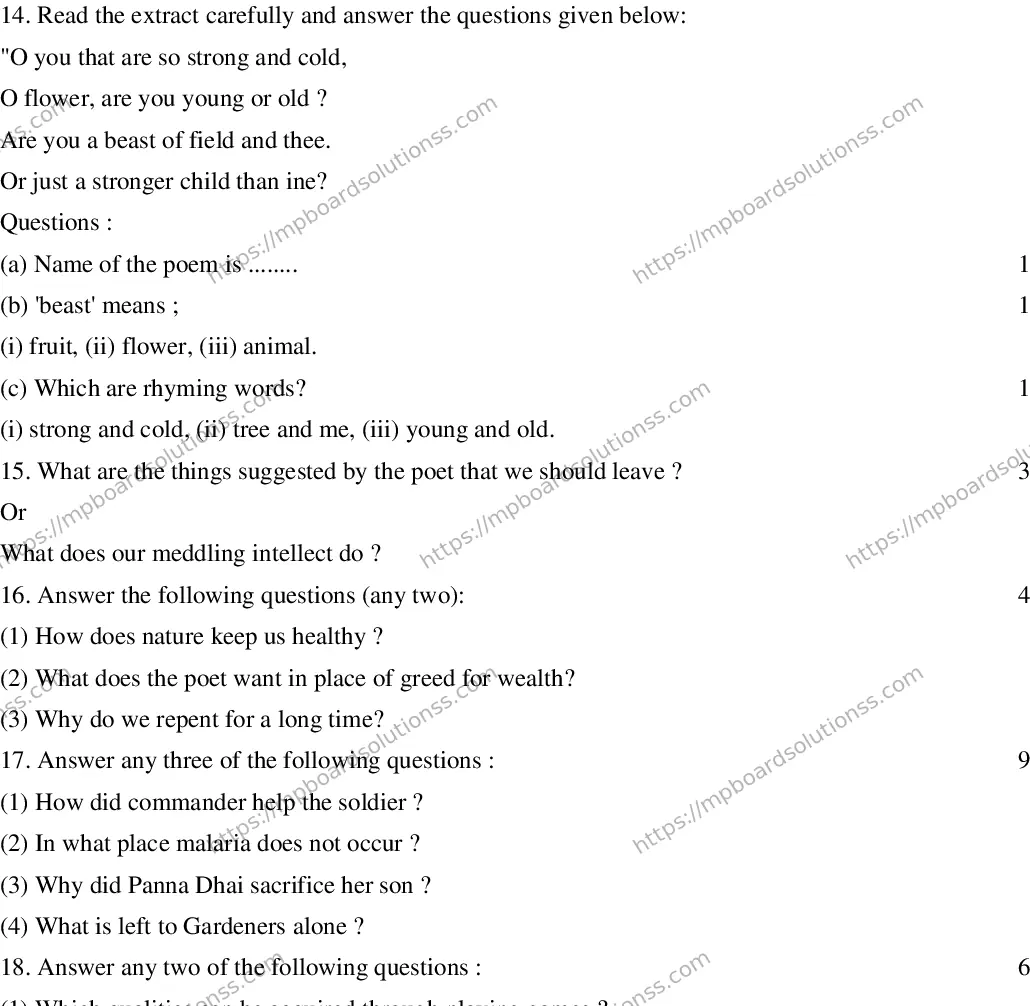 MP Board CLASS 10 ENGLISH-GENERAL-SET-4 2020 Sample Paper Image 5