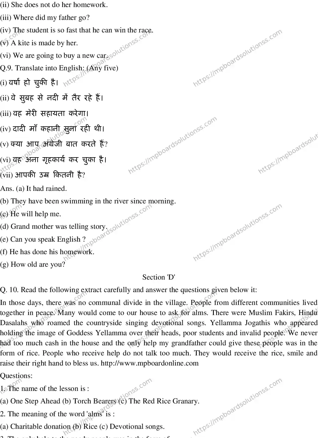 MP Board CLASS 10 ENGLISH-GENERAL-SET-5 2020 Sample Paper Image 4