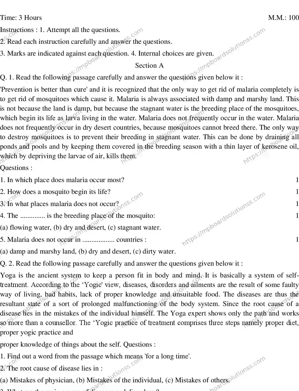 MP Board CLASS 10 ENGLISH-GENERAL-SET-7 2020 Sample Paper Image 1