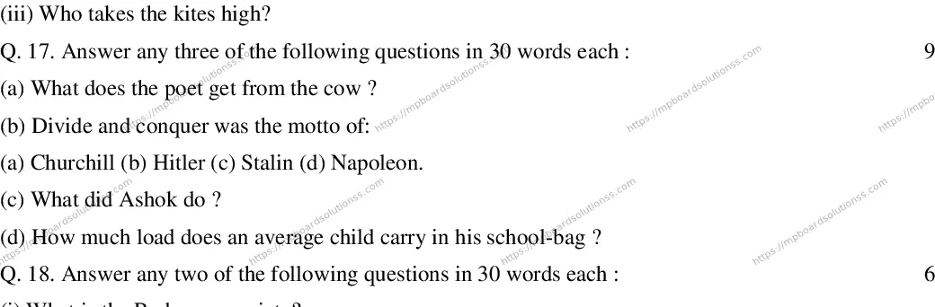 MP Board CLASS 10 ENGLISH-GENERAL-SET-7 2020 Sample Paper Image 6
