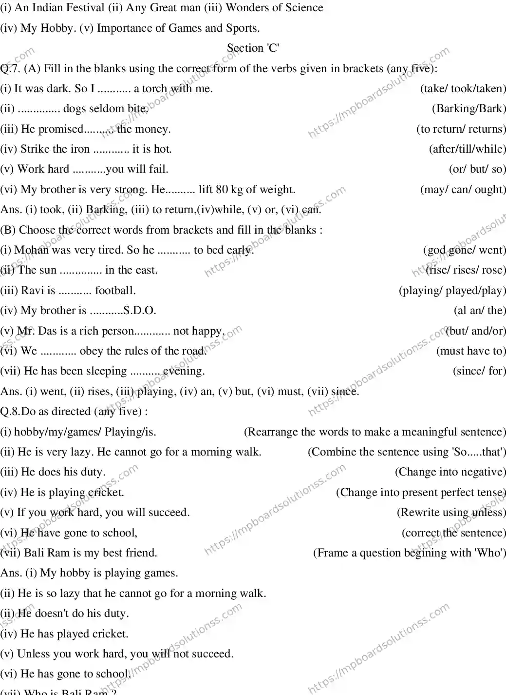 MP Board CLASS 10 ENGLISH-GENERAL-SET-8 2020 Sample Paper Image 3