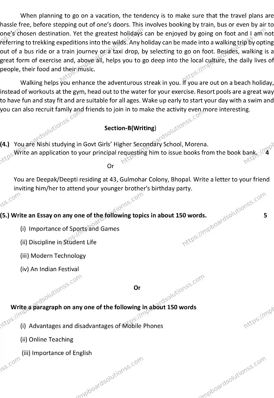 MP Board CLASS 10 ENGLISH-SET-A 2024 Sample Paper Image 3