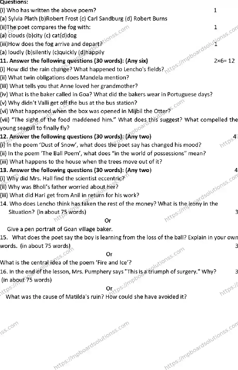 MP Board CLASS 10 ENGLISH-SET-B 2023 Sample Paper Image 5
