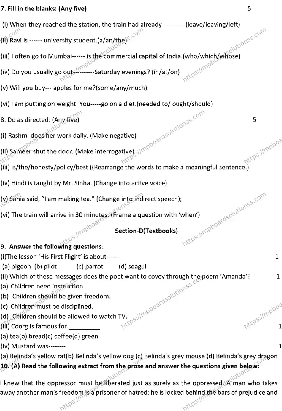 MP Board CLASS 10 ENGLISH-SET-C 2023 Sample Paper Image 4