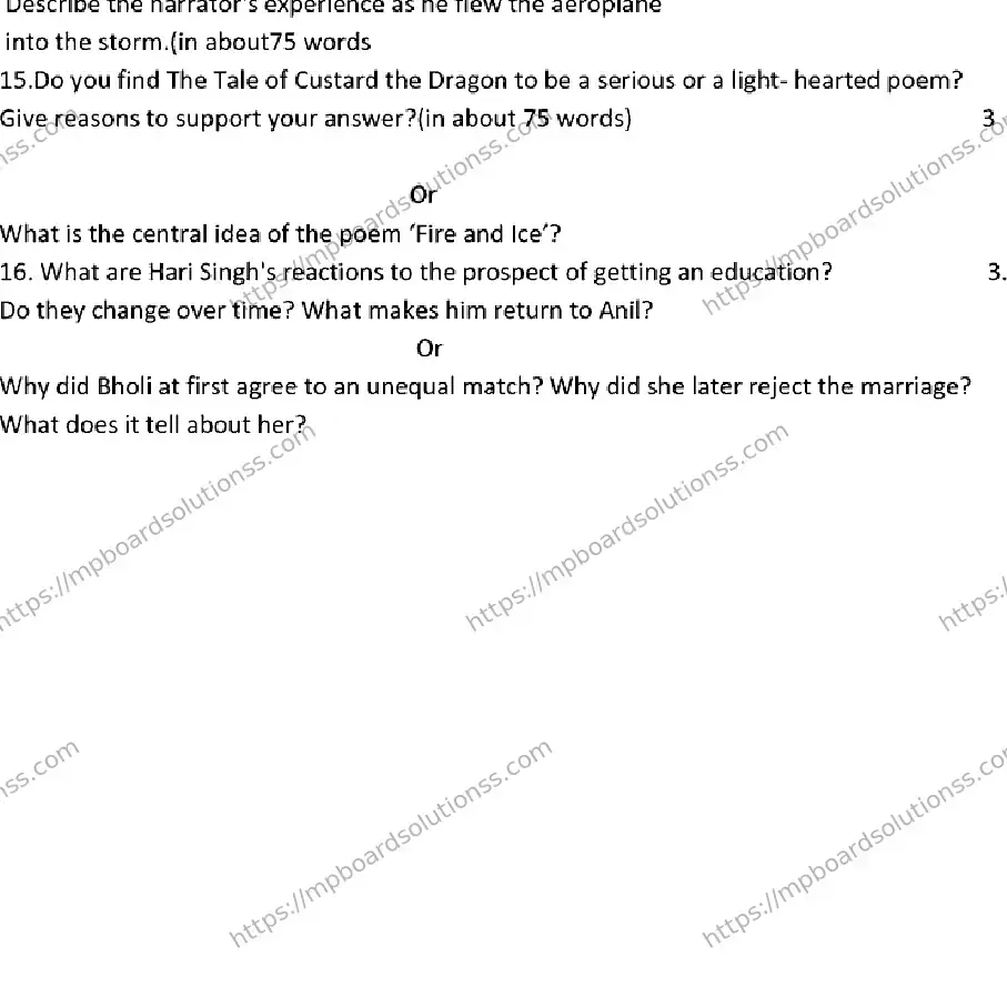 MP Board CLASS 10 ENGLISH-SET-C 2023 Sample Paper Image 6