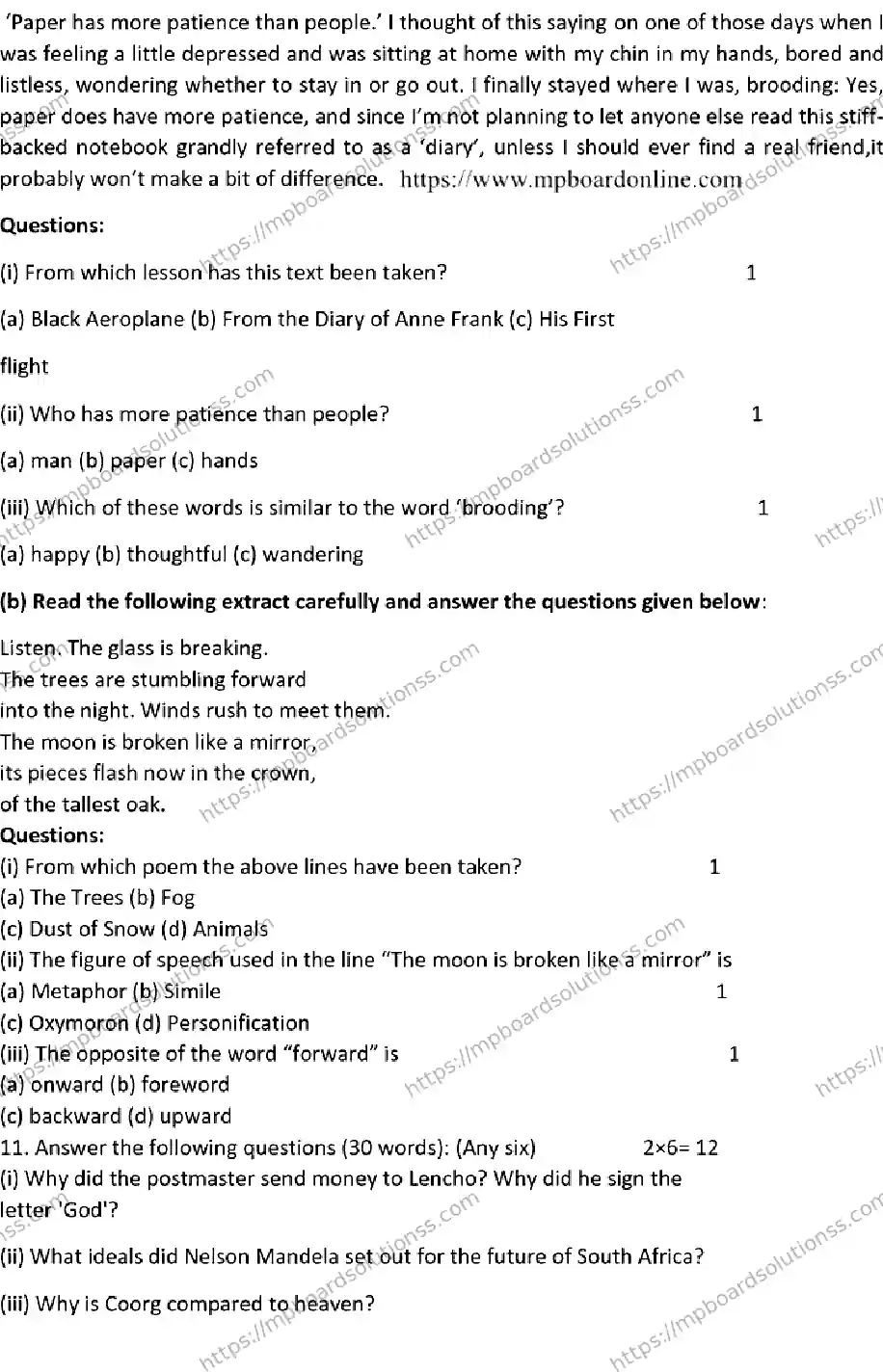 MP Board CLASS 10 ENGLISH-SET-D 2023 Sample Paper Image 5