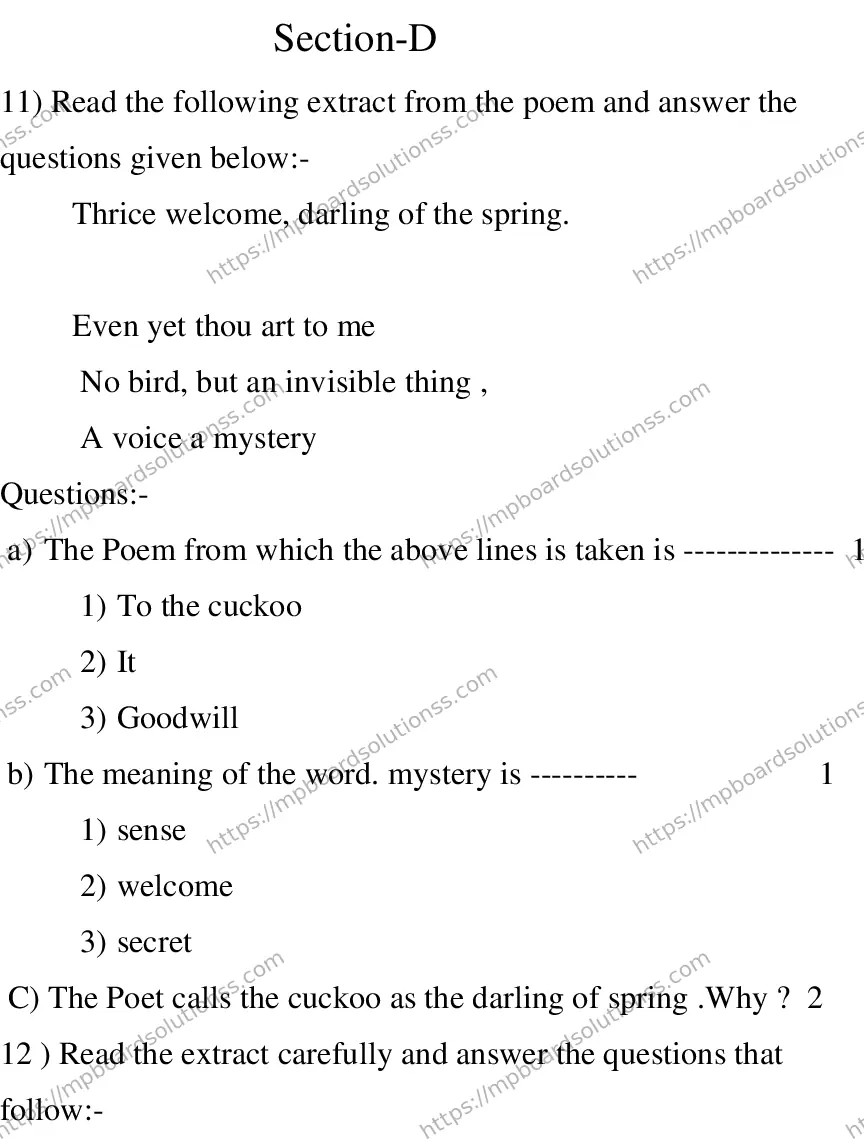 MP Board CLASS 10 ENGLISH-SPECIAL-LANGUAGE-SET-1-3 0001 Sample Paper Image 11
