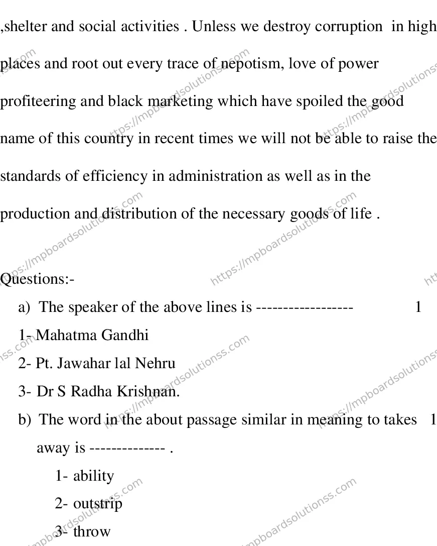 MP Board CLASS 10 ENGLISH-SPECIAL-LANGUAGE-SET-1-3 0001 Sample Paper Image 2