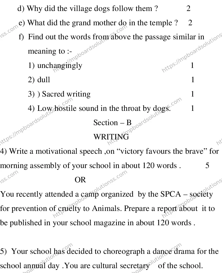 MP Board CLASS 10 ENGLISH-SPECIAL-LANGUAGE-SET-1-3 0001 Sample Paper Image 6