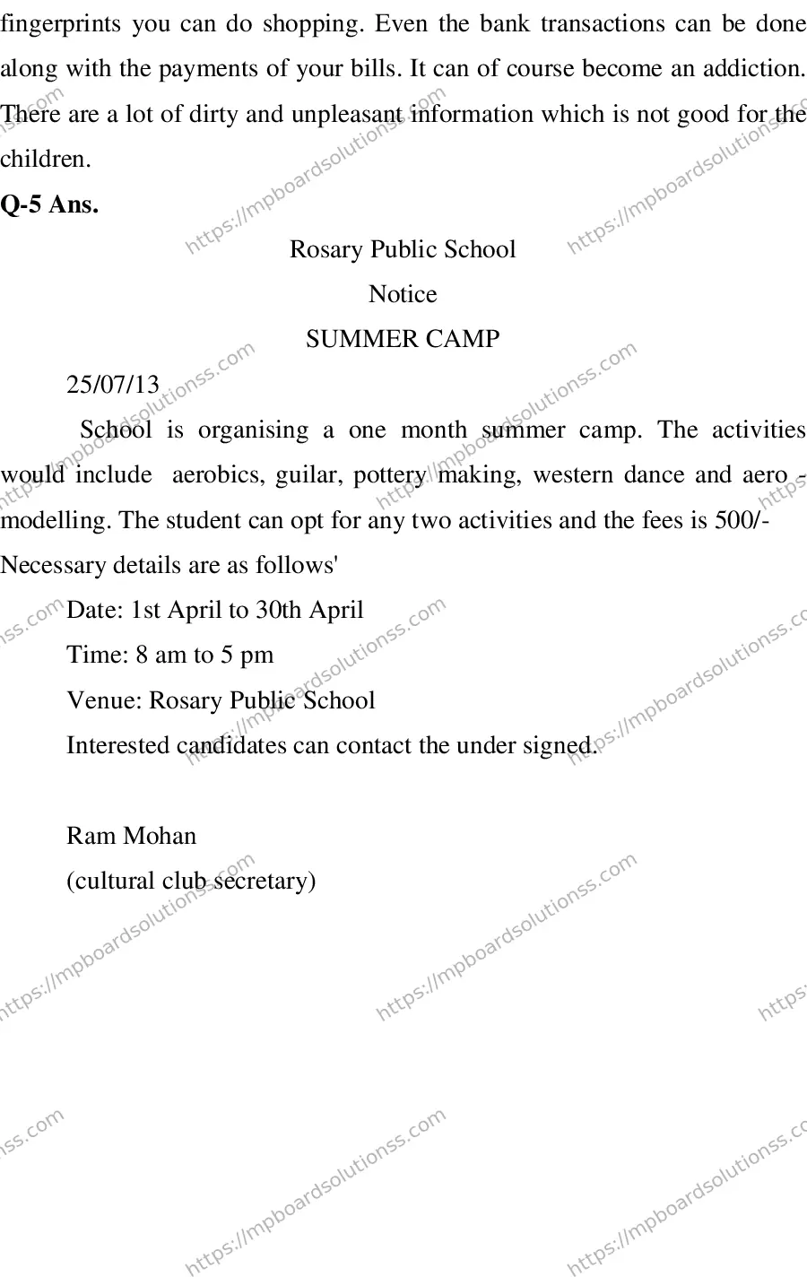 MP Board CLASS 10 ENGLISH-SPECIAL-LANGUAGE-SET-2-3 2013 Sample Paper Image 12