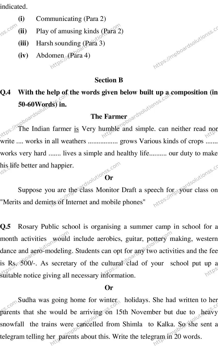 MP Board CLASS 10 ENGLISH-SPECIAL-LANGUAGE-SET-2-3 2013 Sample Paper Image 5