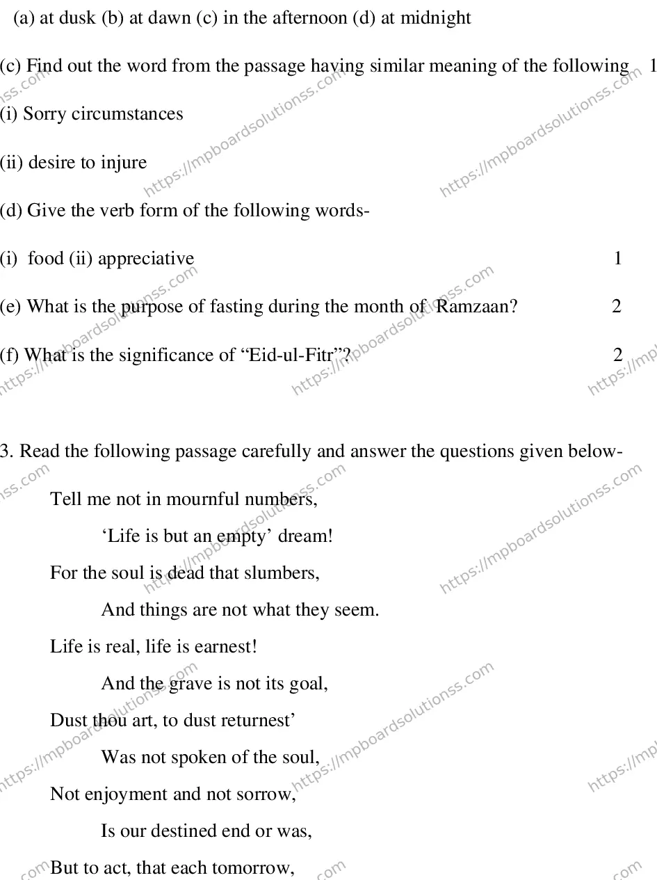 MP Board CLASS 10 ENGLISH-SPECIAL-LANGUAGE-SET-3-3 0003 Sample Paper Image 3