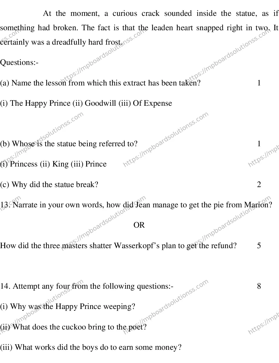 MP Board CLASS 10 ENGLISH-SPECIAL-LANGUAGE-SET-3-3 0003 Sample Paper Image 9