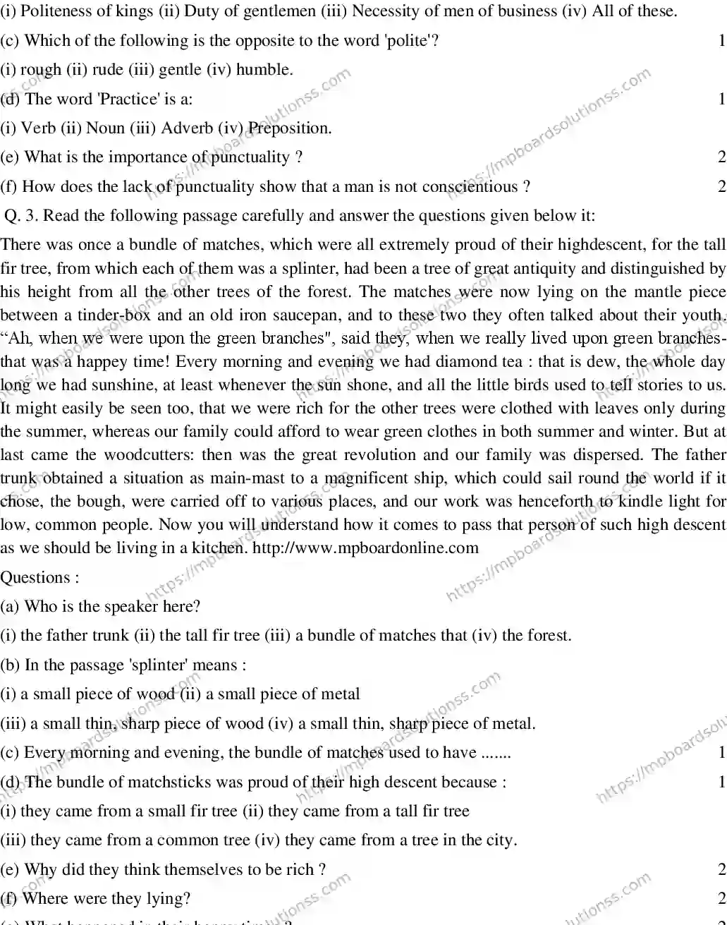 MP Board CLASS 10 ENGLISH-SPECIAL-SET-1 2020 Sample Paper Image 2