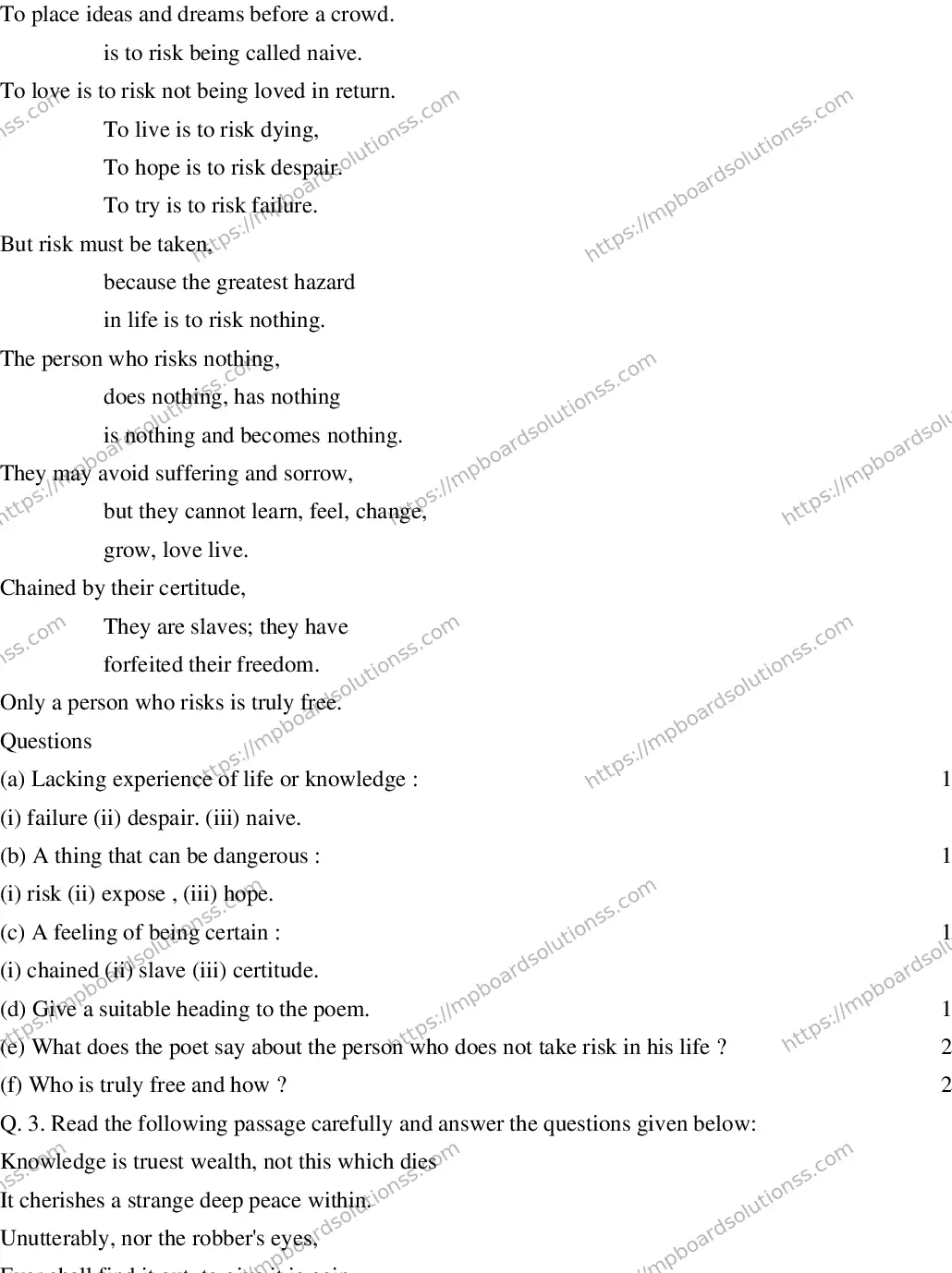 MP Board CLASS 10 ENGLISH-SPECIAL-SET-2 2020 Sample Paper Image 2