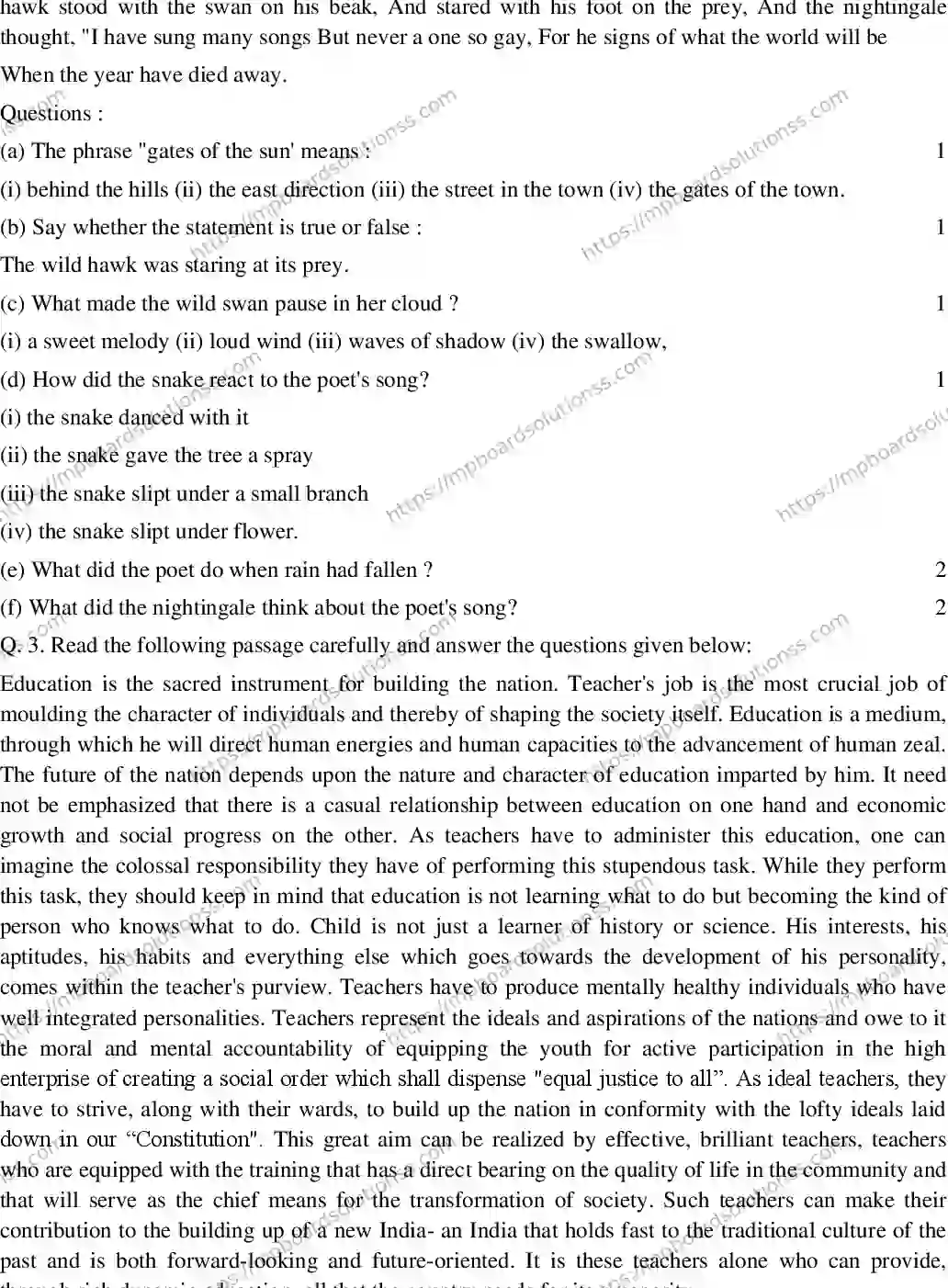 MP Board CLASS 10 ENGLISH-SPECIAL-SET-4 2020 Sample Paper Image 2