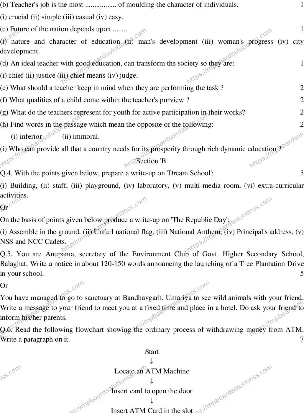 MP Board CLASS 10 ENGLISH-SPECIAL-SET-4 2020 Sample Paper Image 3