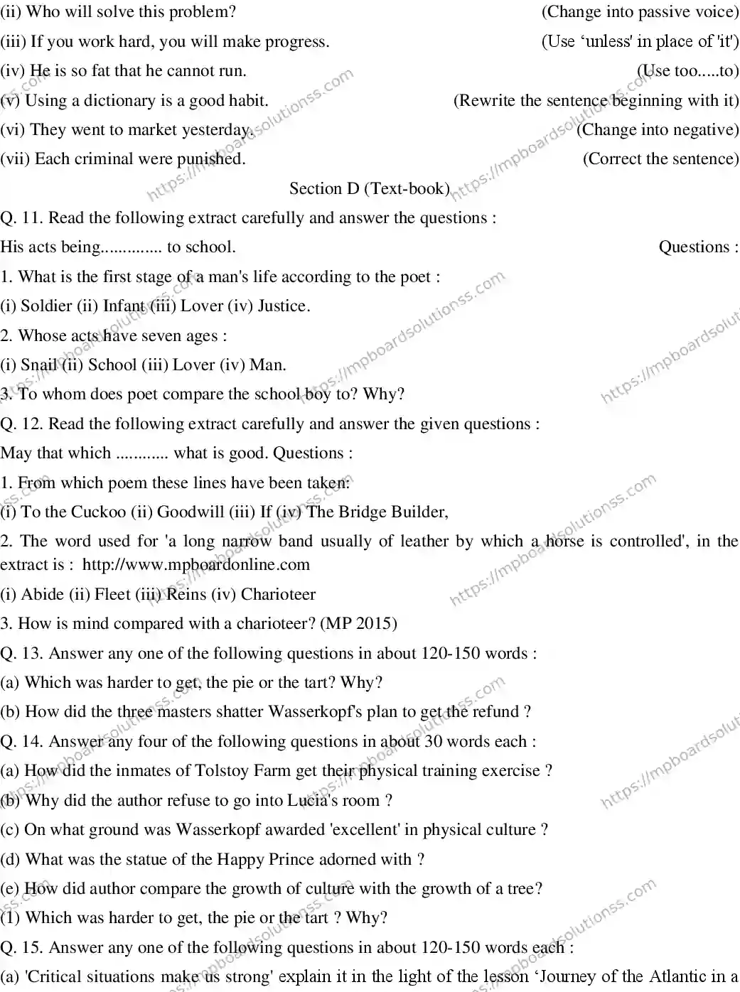 MP Board CLASS 10 ENGLISH-SPECIAL-SET-5 2020 Sample Paper Image 3