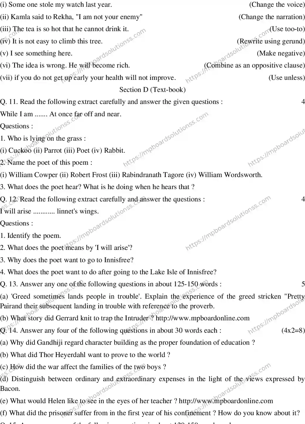 MP Board CLASS 10 ENGLISH-SPECIAL-SET-7 2020 Sample Paper Image 3