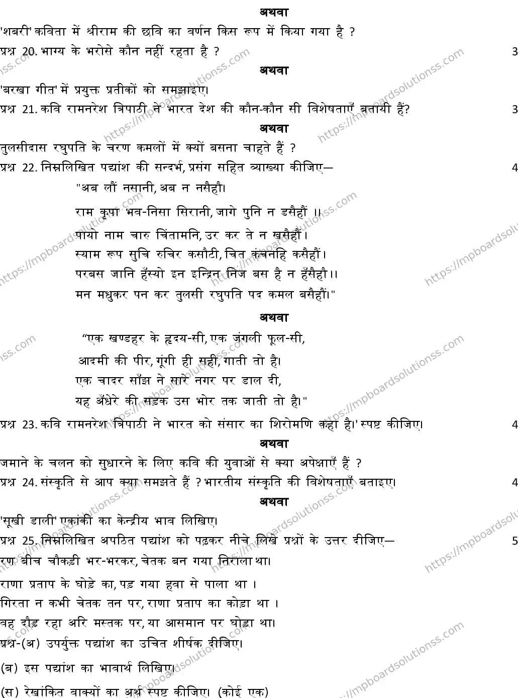 MP Board CLASS 10 HINDI-GENERAL-23 AN20 Sample Paper Image 4