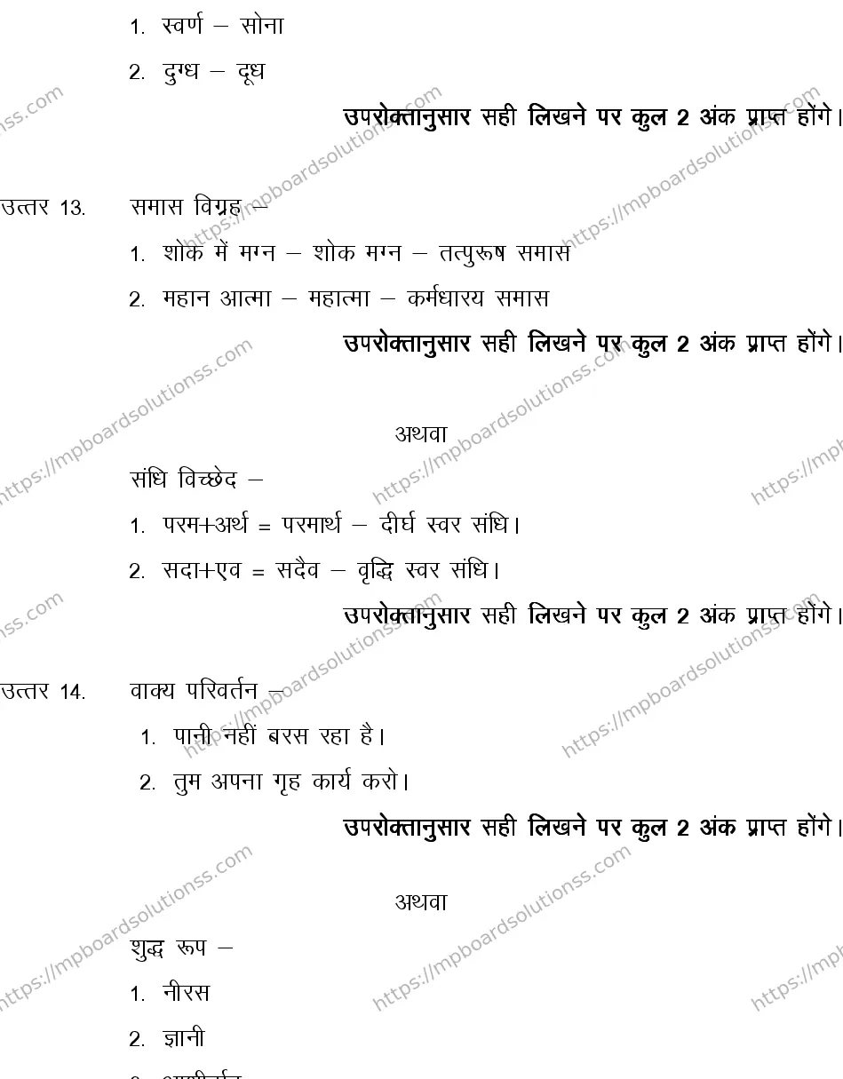 MP Board CLASS 10 HINDI-GENERAL-LANGUAGE-SET-2-3 2013 Sample Paper Image 16
