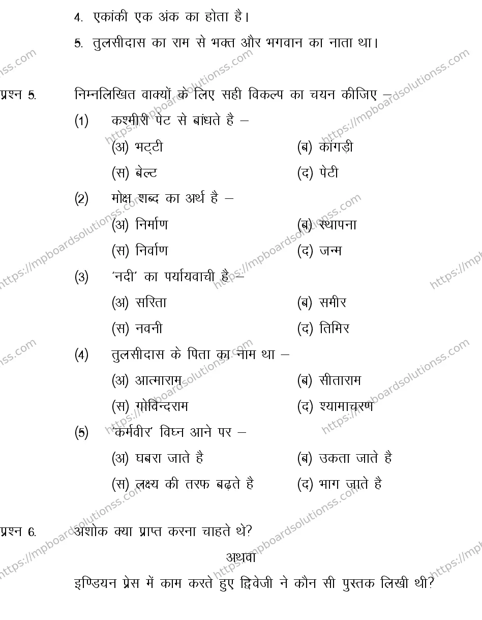 MP Board CLASS 10 HINDI-GENERAL-LANGUAGE-SET-2-3 2013 Sample Paper Image 3