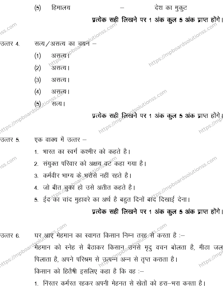 MP Board CLASS 10 HINDI-GENERAL-LANGUAGE-SET-4-3 0007 Sample Paper Image 11