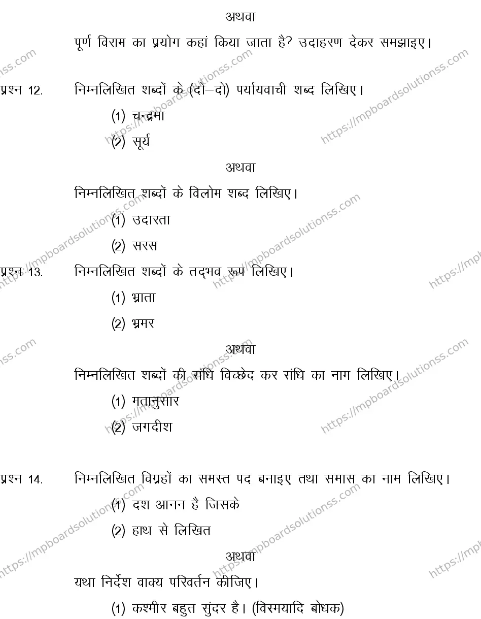 MP Board CLASS 10 HINDI-GENERAL-LANGUAGE-SET-4-3 0007 Sample Paper Image 5