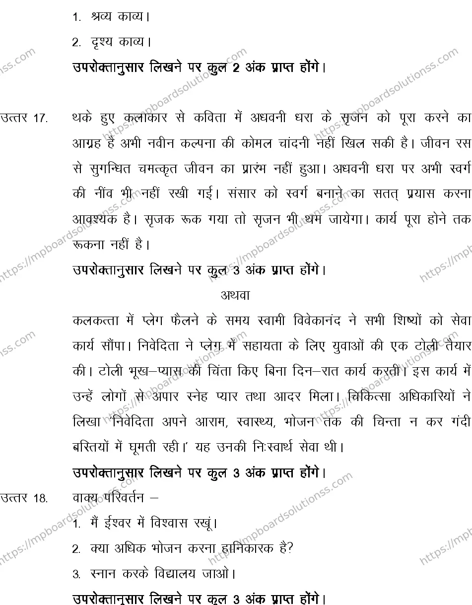 MP Board CLASS 10 HINDI-SPECIAL-LANGUAGE-SET-1-3 2013 Sample Paper Image 17