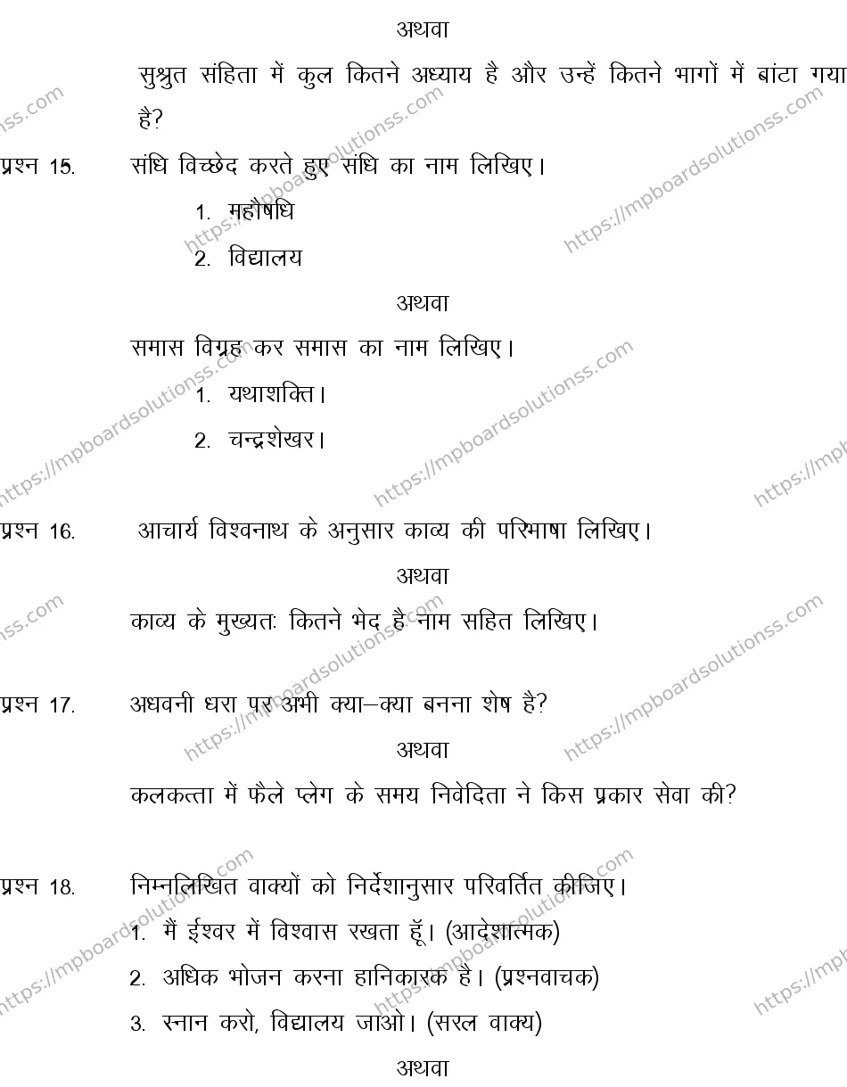 MP Board CLASS 10 HINDI-SPECIAL-LANGUAGE-SET-1-3 2013 Sample Paper Image 5