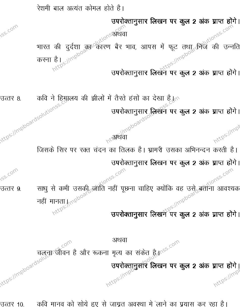 MP Board CLASS 10 HINDI-SPECIAL-LANGUAGE-SET-2-3 0008 Sample Paper Image 11