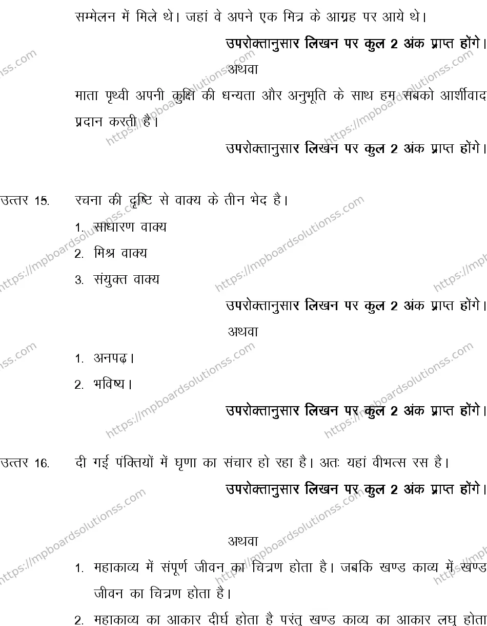 MP Board CLASS 10 HINDI-SPECIAL-LANGUAGE-SET-2-3 0008 Sample Paper Image 13