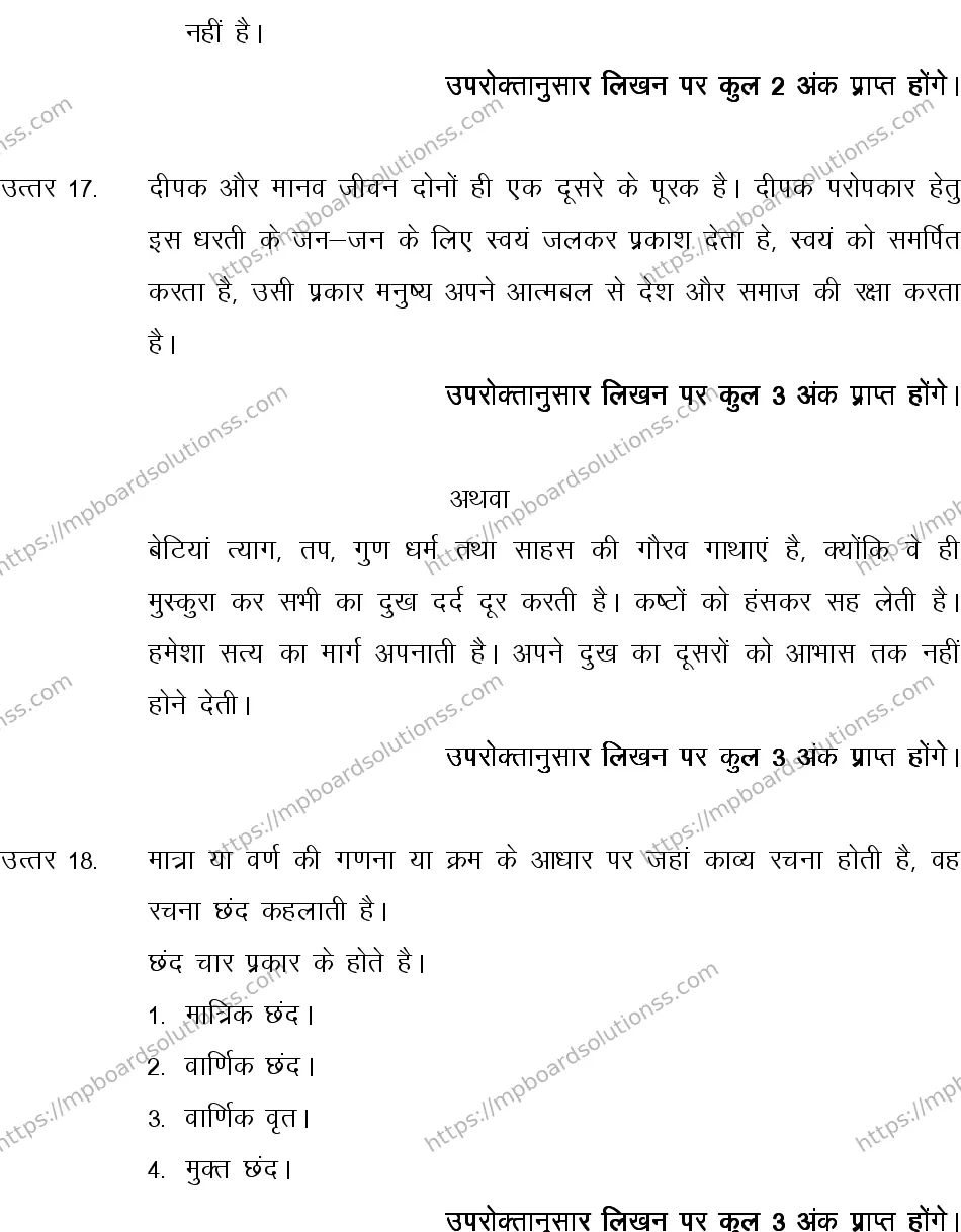 MP Board CLASS 10 HINDI-SPECIAL-LANGUAGE-SET-2-3 0008 Sample Paper Image 14