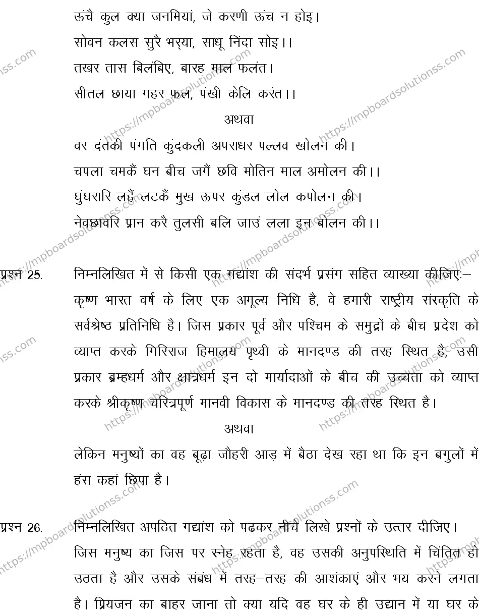 MP Board CLASS 10 HINDI-SPECIAL-LANGUAGE-SET-2-3 0008 Sample Paper Image 7
