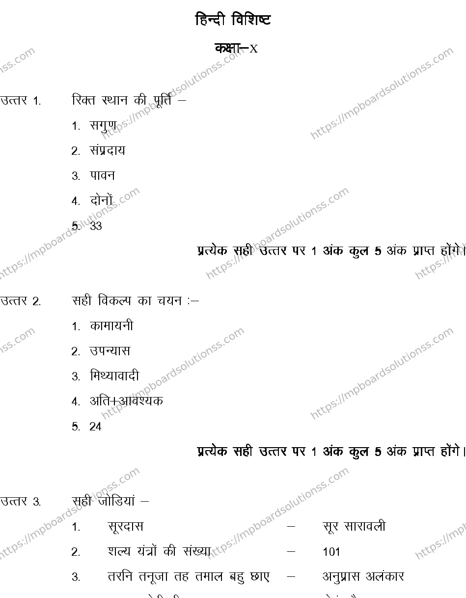 MP Board CLASS 10 HINDI-SPECIAL-LANGUAGE-SET-2-3 0008 Sample Paper Image 9