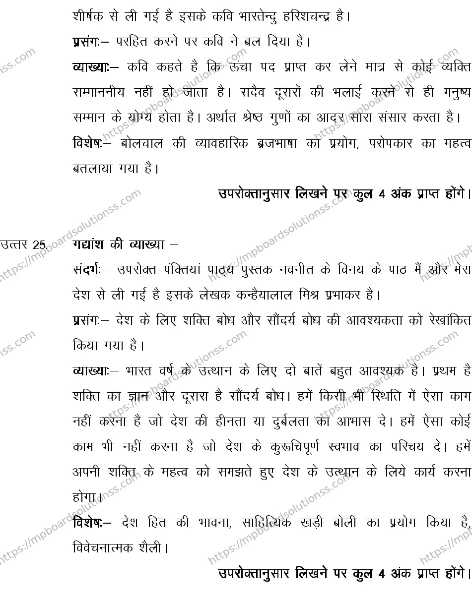 MP Board CLASS 10 HINDI-SPECIAL-LANGUAGE-SET-3-3 0009 Sample Paper Image 22