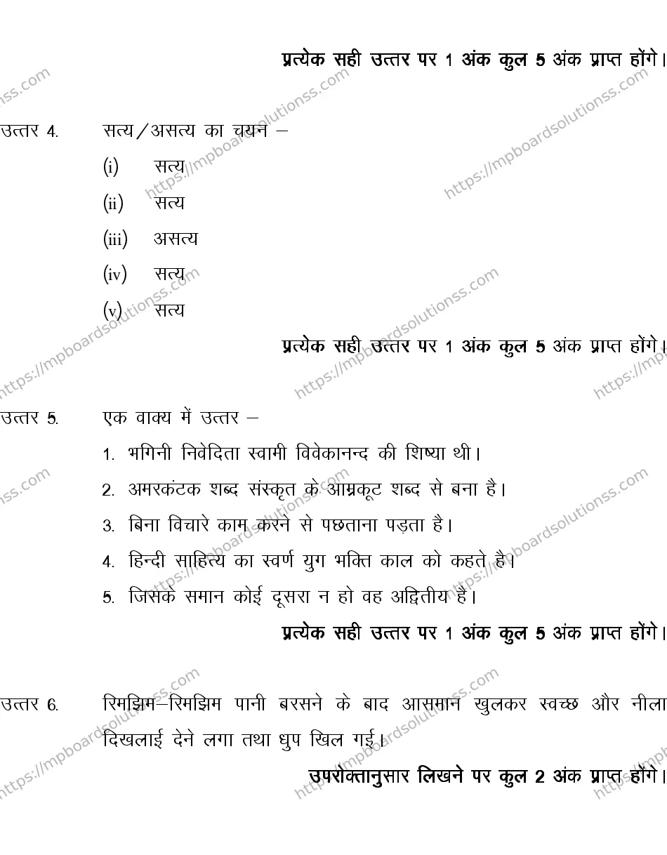 MP Board CLASS 10 HINDI-SPECIAL-LANGUAGE-SET-4-3 0010 Sample Paper Image 11