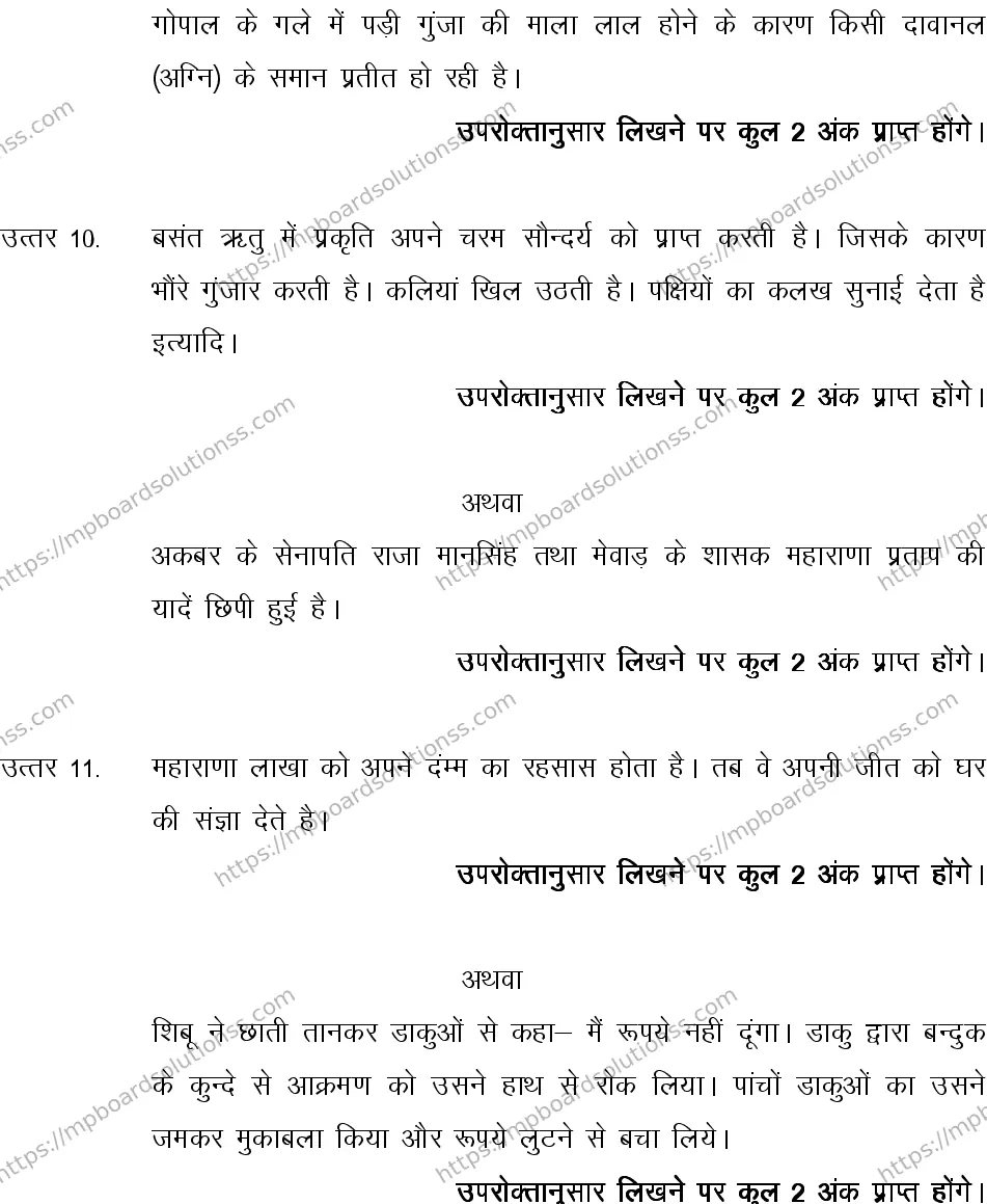 MP Board CLASS 10 HINDI-SPECIAL-LANGUAGE-SET-4-3 0010 Sample Paper Image 13
