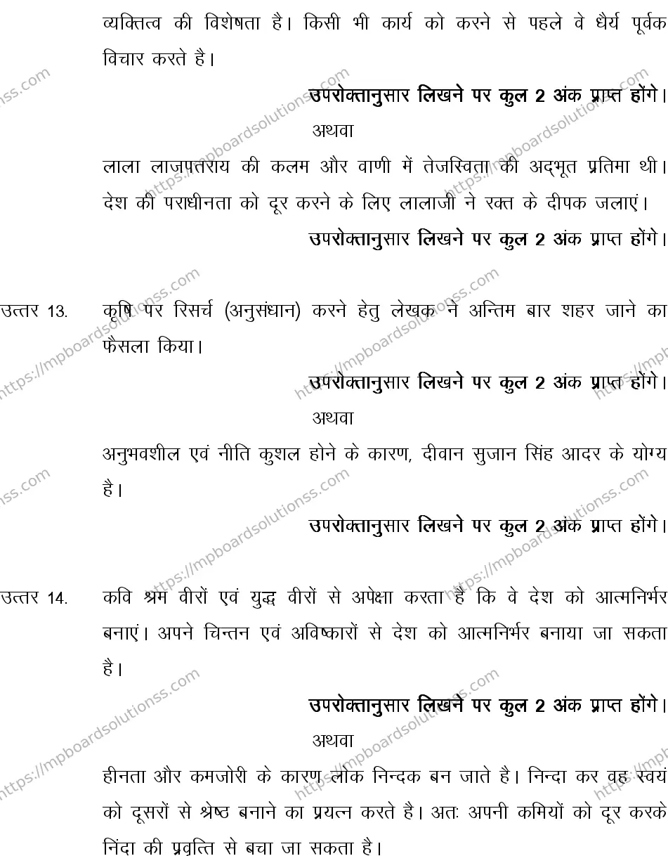 MP Board CLASS 10 HINDI-SPECIAL-LANGUAGE-SET-4-3 0010 Sample Paper Image 14