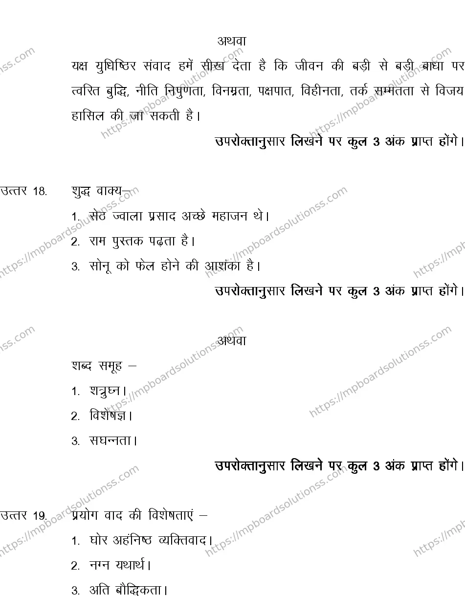 MP Board CLASS 10 HINDI-SPECIAL-LANGUAGE-SET-4-3 0010 Sample Paper Image 16