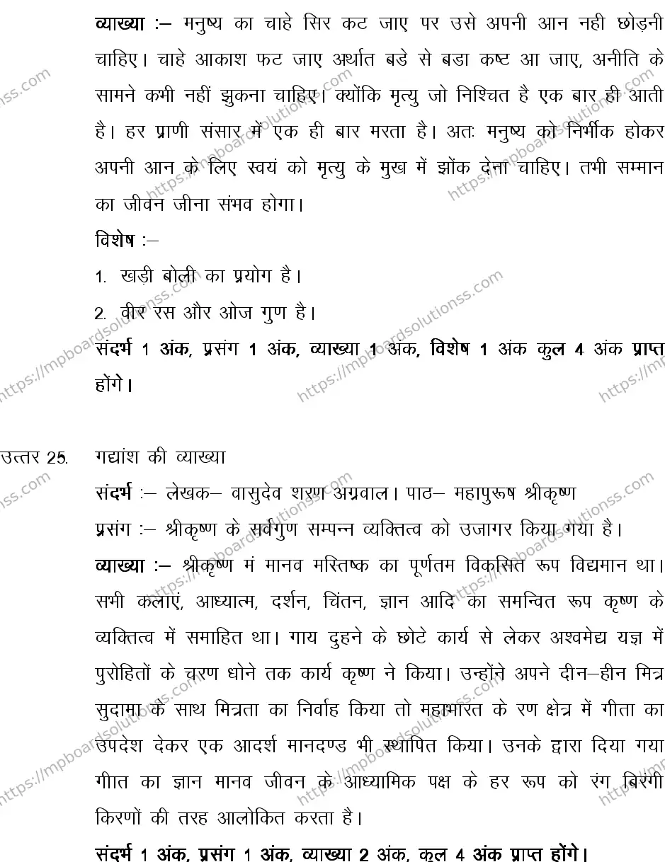 MP Board CLASS 10 HINDI-SPECIAL-LANGUAGE-SET-4-3 0010 Sample Paper Image 22